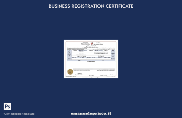 certificato di registrazione commerciale del Bahrein in stile verificato modello